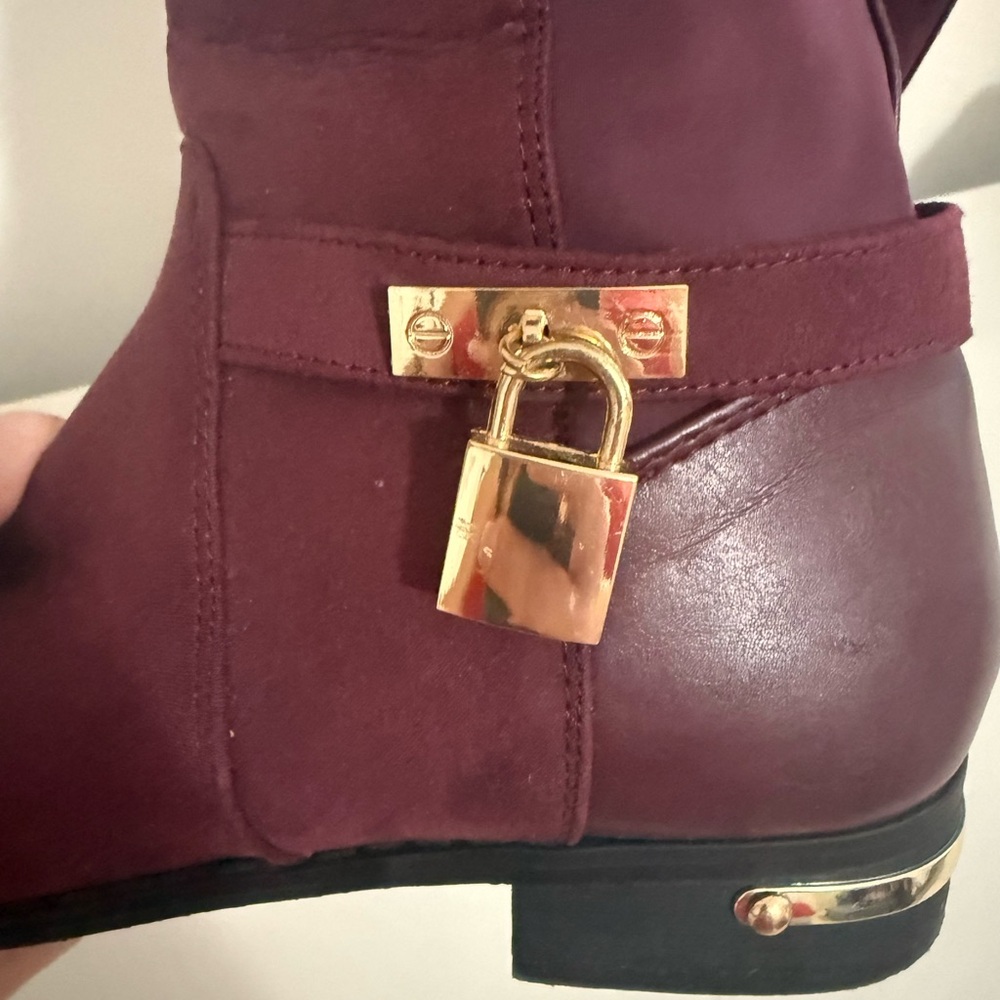 Shaelynne Over The Knee Riding Boots Burgundy